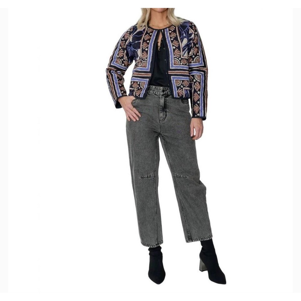 West Of Colette reversible quilted jacket in fleur scarf